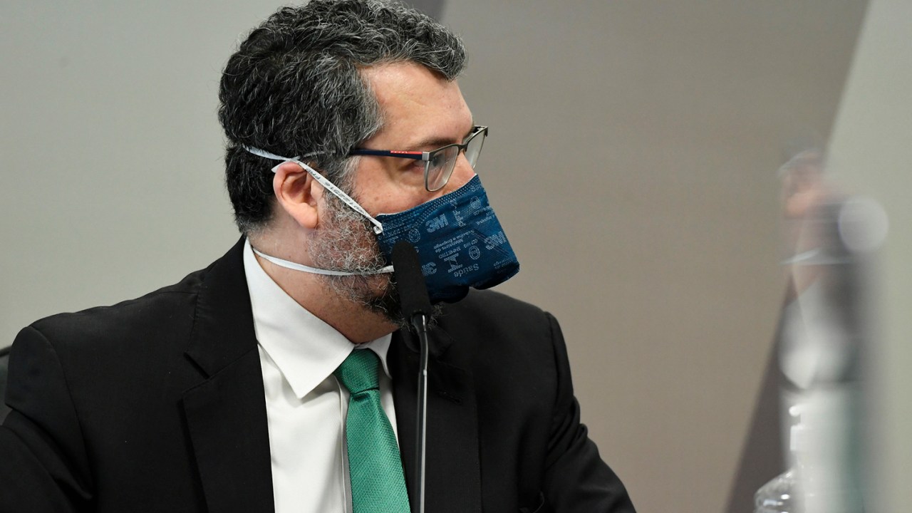 O ex-ministro das Relações Exteriores, Ernesto Araújo, durante a CPI da Covid, em Brasília -