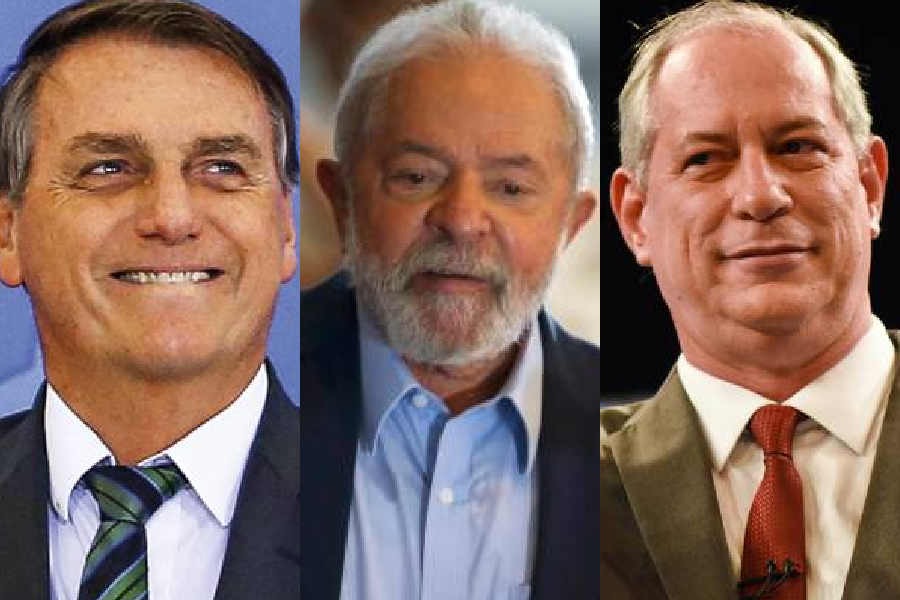 Os presidenciáveis Bolsonaro, Lula e Ciro