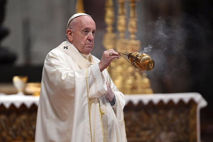O Papa Francisco durante celebração de missa no Vaticano -
