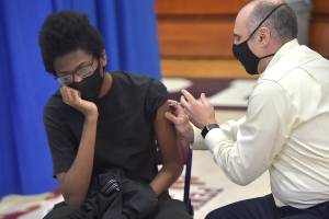 Students get Pfizer vaccine in Delaware County, PA.