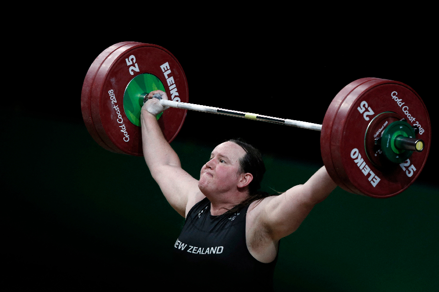 New Zealand's Laurel Hubbard competing during the women's +90kg weightlifting final at the 2018 Gold Coast Commonwealth Games in Gold Coast