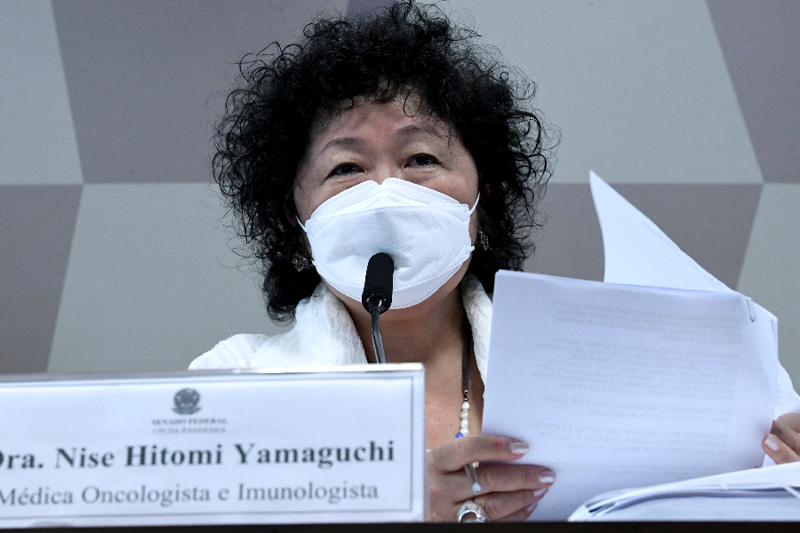 A médica Nise Yamaguchi durante depoimento à CPI da Pandemia - 01/06/2021 -