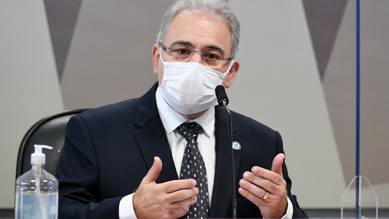 O ministro da Saúde, Marcelo Queiroga, durante depoimento na CPI da Pandemia -