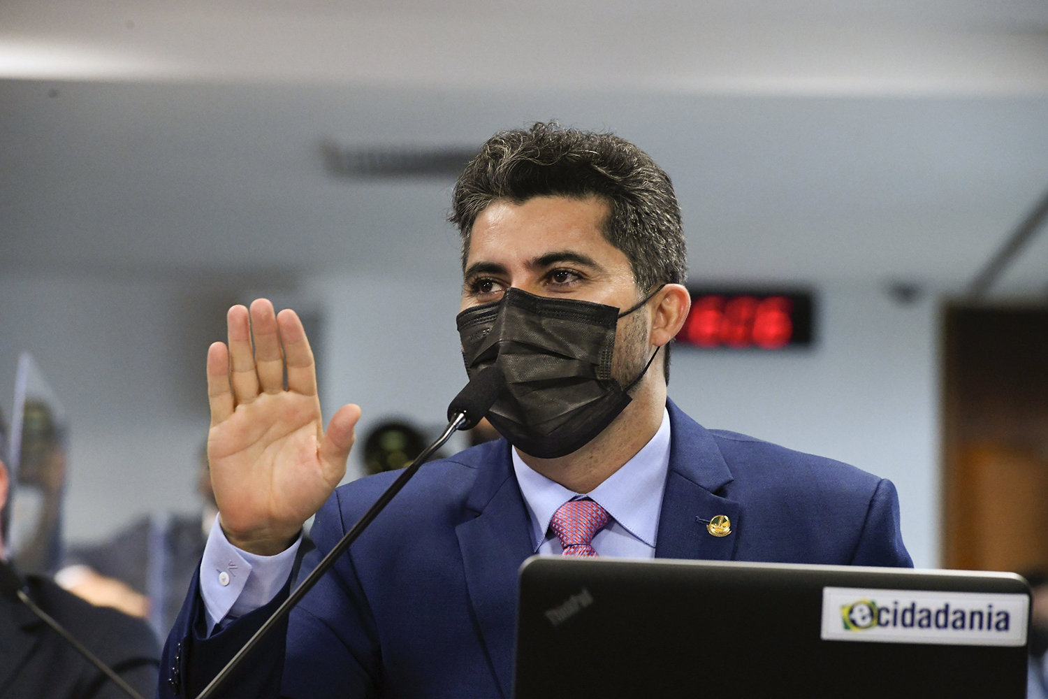 O senador Marcos Rogerio durante depoimento da CPI da Covid -