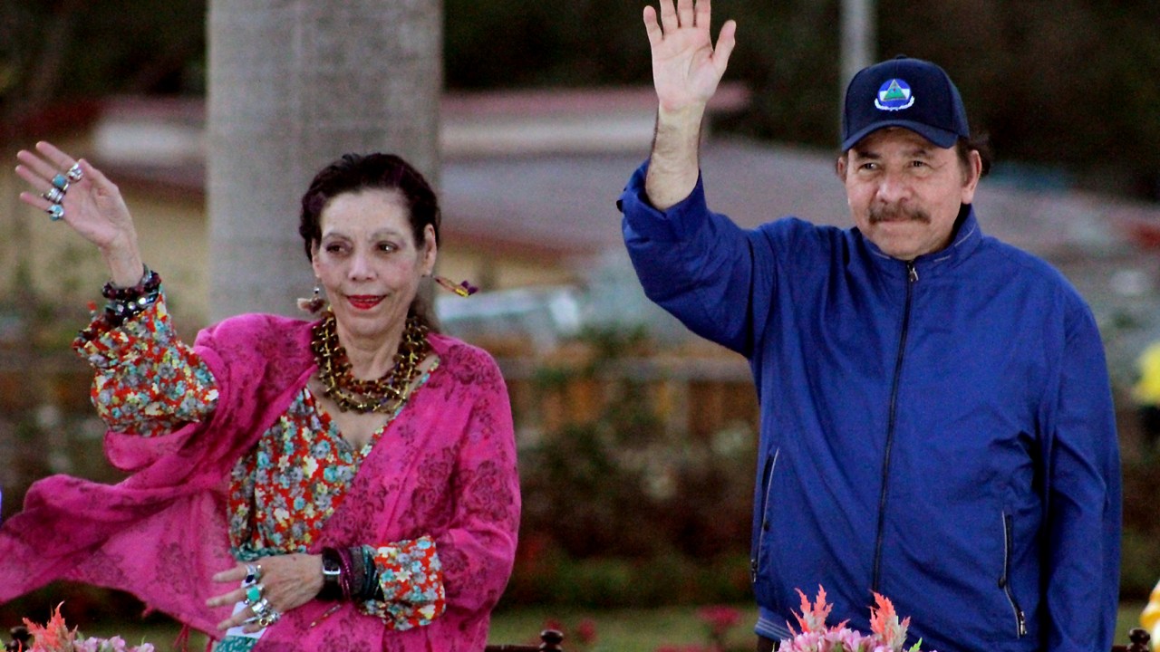 Daniel Ortega, presidente da Nicarágua e sua mulher Rosario Murillo, vice-presidente do país