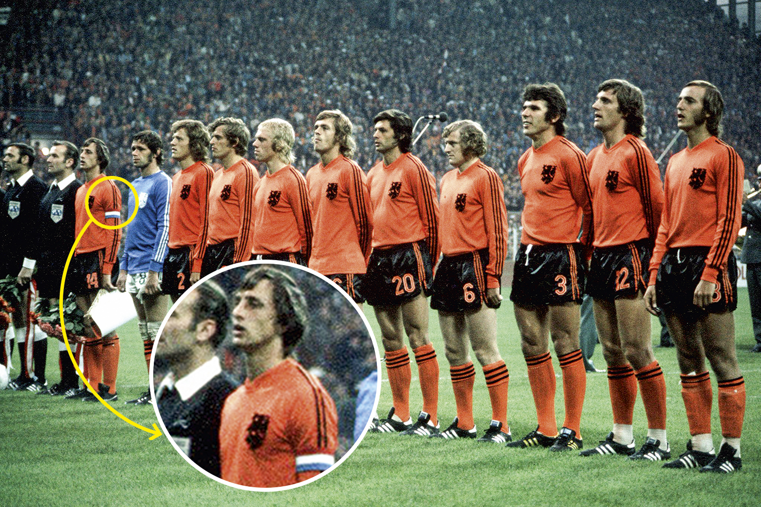 REBELDIA - Johan Cruyff, o gênio holandês, ousou arrancar uma das três faixas da Adidas do uniforme em 1974: eram outros tempos -