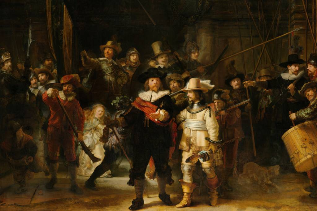 'A Ronda Noturna', do holandês Rembrandt Harmenszoon van Rijn, pintada no século XVIII