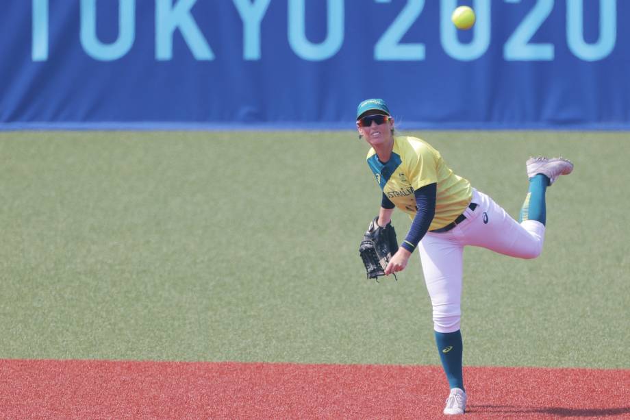 Michelle Cox, da Austrália, em ação durante partida contra o Japão -