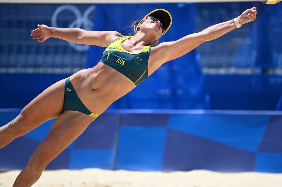 Mariafe Artacho del Solar, da Austrália, durante partida pelo vôlei de praia feminino -