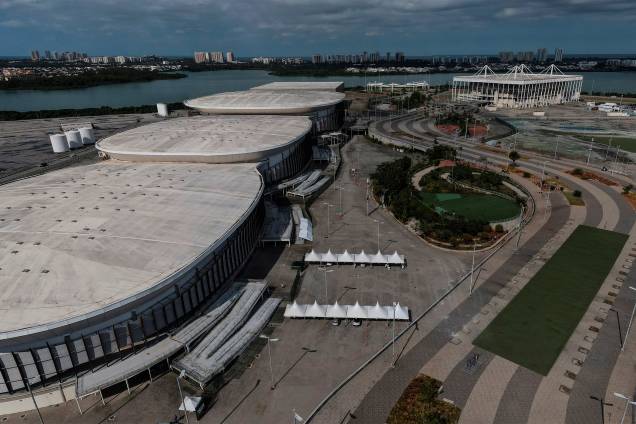 Vista de drone de Vilas Olímpicas, no Rio de Janeiro, atualmente - 