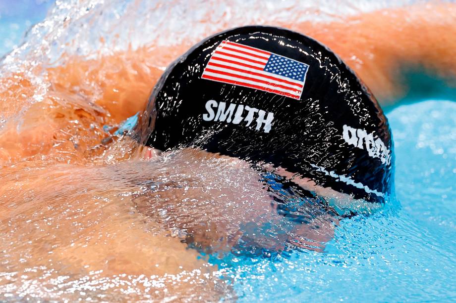 Kieran Smith, dos Estados Unidos, na prova dos 200m livres -