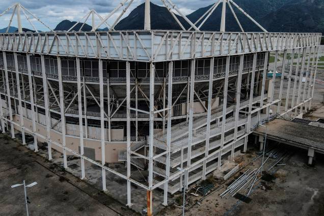 Estádio aquático Olímpico, hoje, no Rio de Janeiro - 