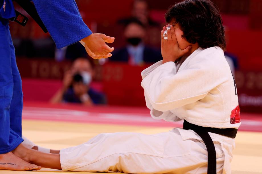 Catarina Costa (branco), de Portugal, comemora após derrotar Paula Pareto, da Argentina -
