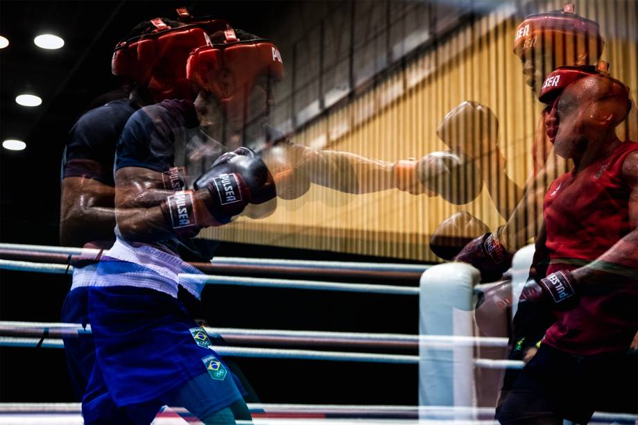 Treino da equipe brasileira de boxe masculino -