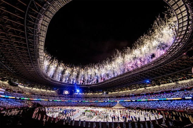 Cerimônia de abertura das Olimpíadas no estádio olímpico de Tóquio -