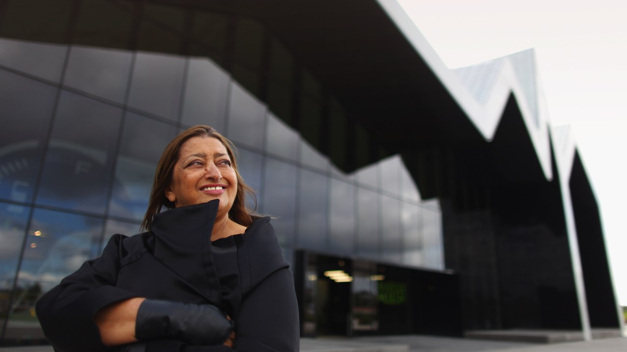 GLASGOW, SCOTLAND - JUNE 09: Zaha Hadid, world famous architect visits the Riverside Museum, her first major public commission in the UK on June 9, 2011 in Glasgow, Scotland. The ?74million Riverside Museum will open to the public on 21 June. It has been funded by Glasgow City Council, the Heritage Lottery Fund and the Riverside Museum Appeal. (Photo by Jeff J Mitchell/Getty Images)