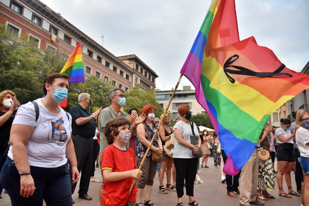 Protesto contra homofobia em Barcelona, Espanha. 06/07/2021