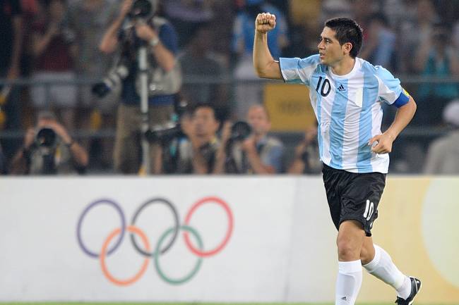 Argentina's Juan Riquelme celebrates scoring his sides third goal of the game (Photo by Tony Marshall - PA Images via Getty Images)