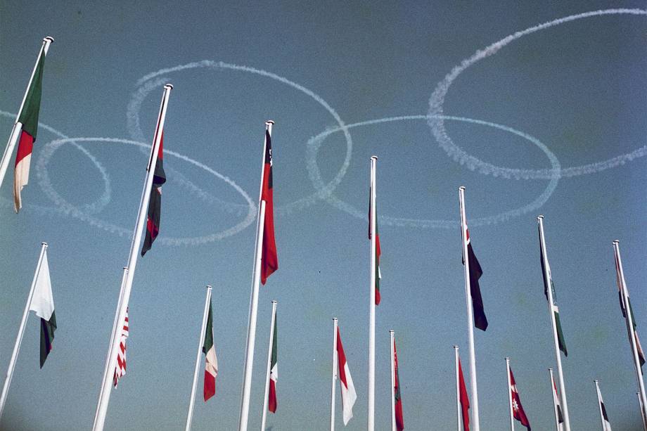 Cerimônia de abertura das Olímpiadas de 1964, em Tóquio -