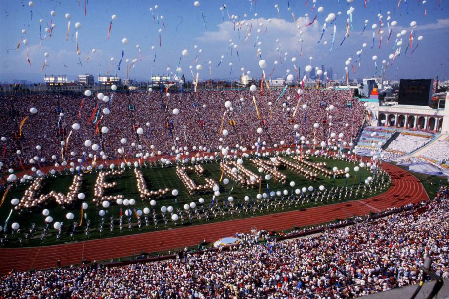 Cerimônia de Abertura dos Jogos Olímpicos de Los Angeles, em 1984 -