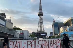 protesto contra Jair Bolsonaro em Tóquio