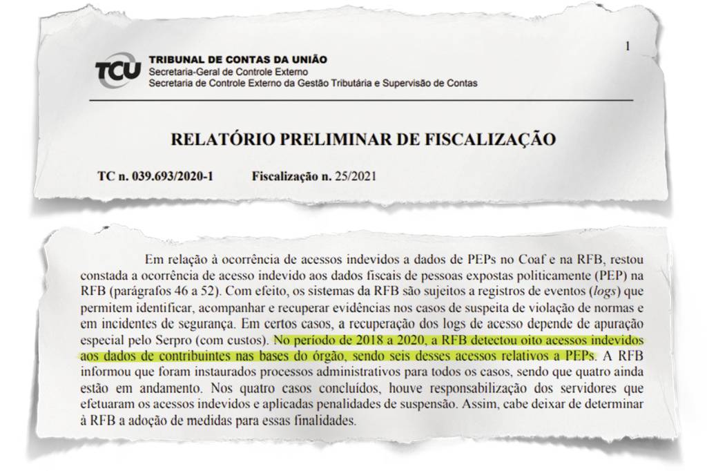 REVELAÇÃO - O documento: pela primeira vez, o Fisco admite ter violado as informações de contribuintes classificados como “pessoas expostas politicamente” -