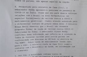 Trecho de telegrama reservado do Itamaraty, enviado em 19 de outubro pelo Secretaria de Estado das Relações Exteriores à embaixada do Brasil em Nova Delhi Trecho de telegrama reservado do Itamaraty, enviado em 19 de outubro pelo Secretaria de Estado das Relações Exteriores à embaixada do Brasil em Nova Delhi