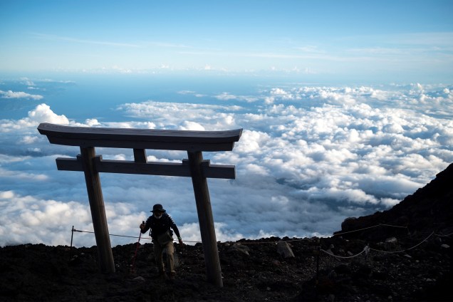 Alpinistas no Monte Fuji -