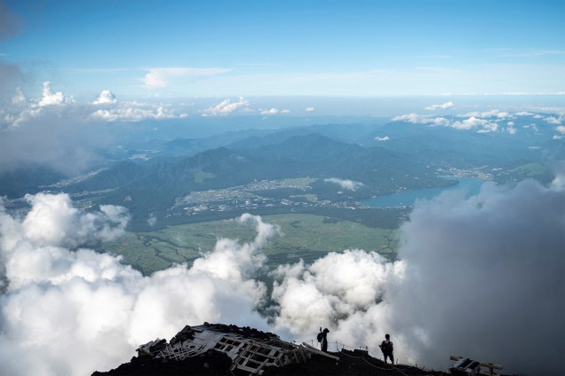 Alpinistas no Monte Fuji -