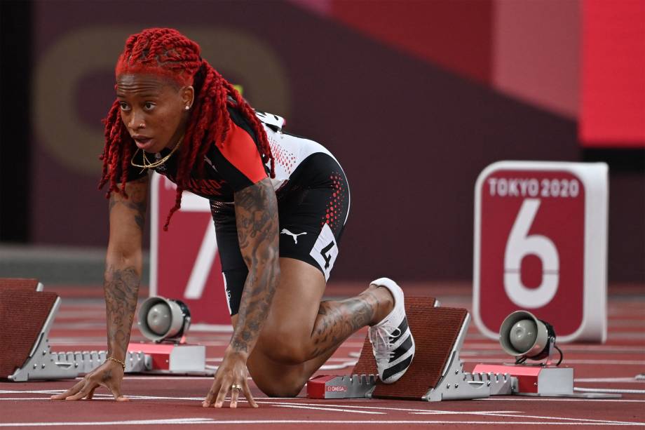 Michelle-Lee Ahye, de Trinidad e Tobago, na semifinal dos 100m -