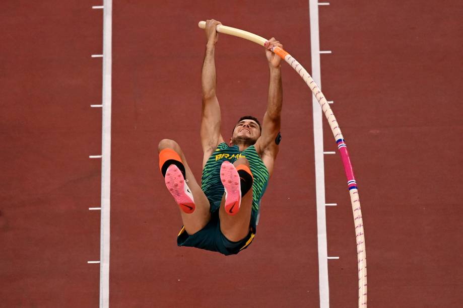 O brasileiro Thiago Braz durante a final do salto com vara -