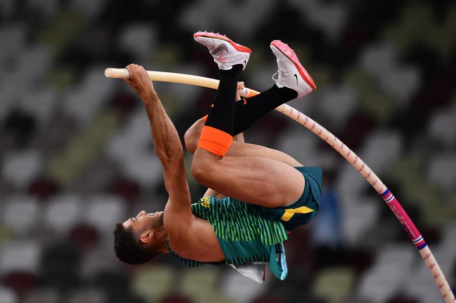 O brasileiro Thiago Braz durante a final do salto com vara -