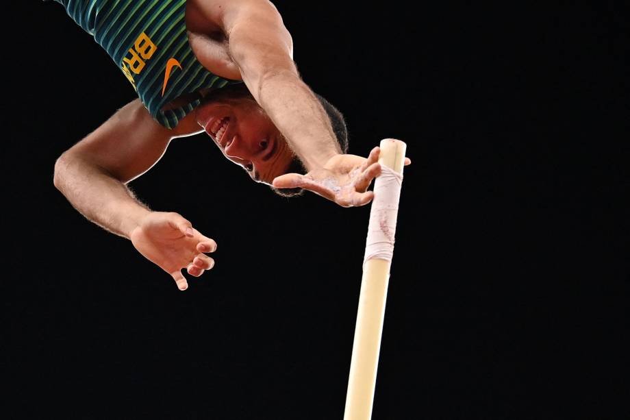O brasileiro Thiago Braz durante a final do salto com vara -