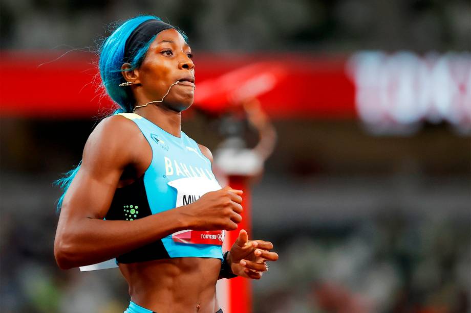 Shaunae Miller-Uibo, da Bahamas, chega em segundo lugar na semifinal dos 200m -