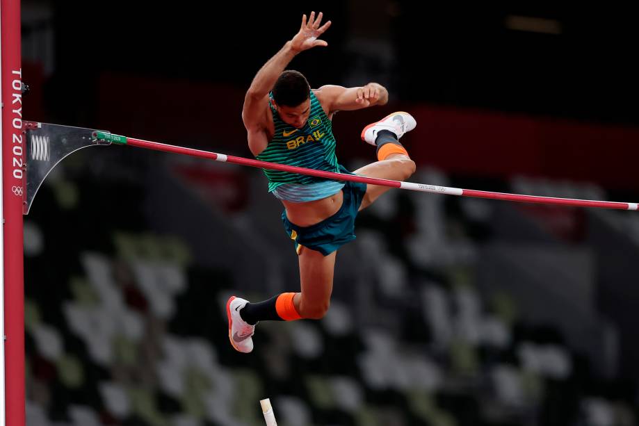 O brasileiro Thiago Braz durante a final do salto com vara -