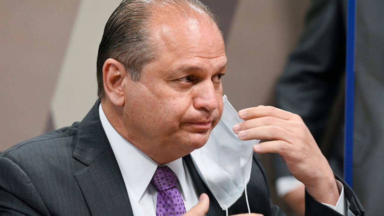 O deputado federal Ricardo Barros (PP-PR), durante depoimento na CPI da Pandemia -