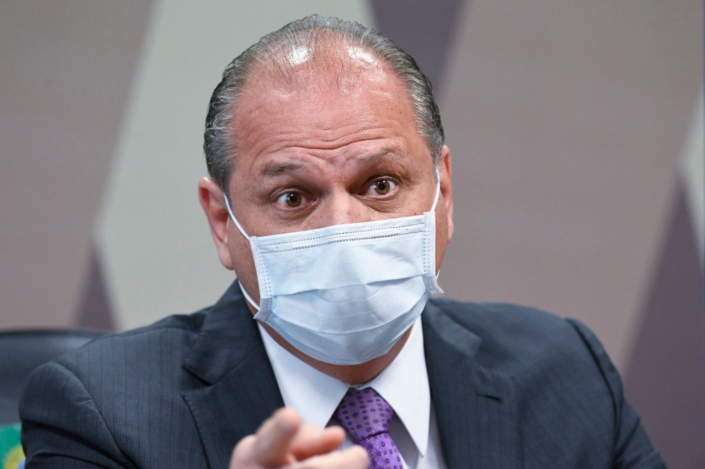 O deputado federal Ricardo Barros (PP-PR), durante depoimento na CPI da Pandemia -