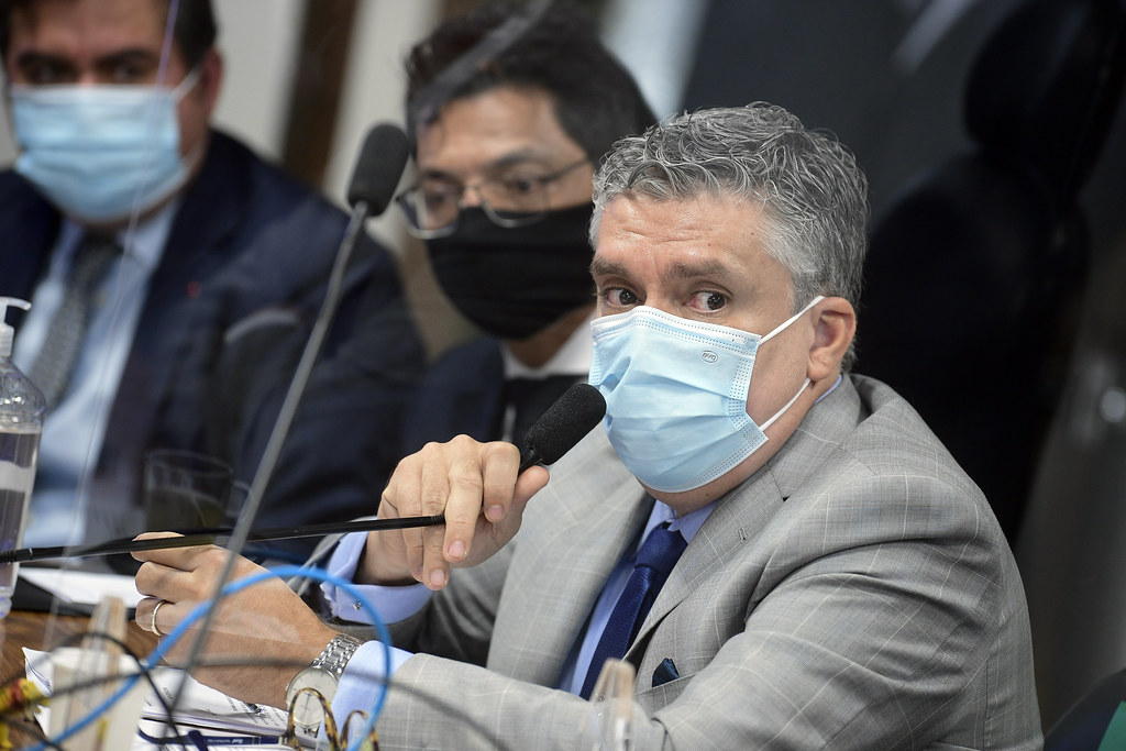 O dretor-presidente do FIB BanK, Roberto Pereira Ramos Júnior, depõe à CPI da Pandemia, no Senado