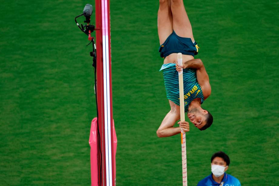 O brasileiro Thiago Braz durante a final do salto com vara -