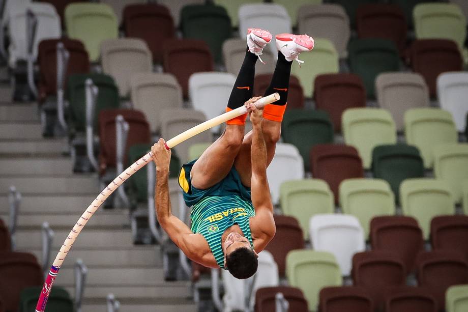 O brasileiro Thiago Braz durante a final do salto com vara -