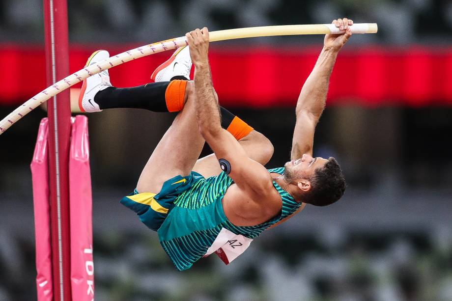 O brasileiro Thiago Braz durante a final do salto com vara -