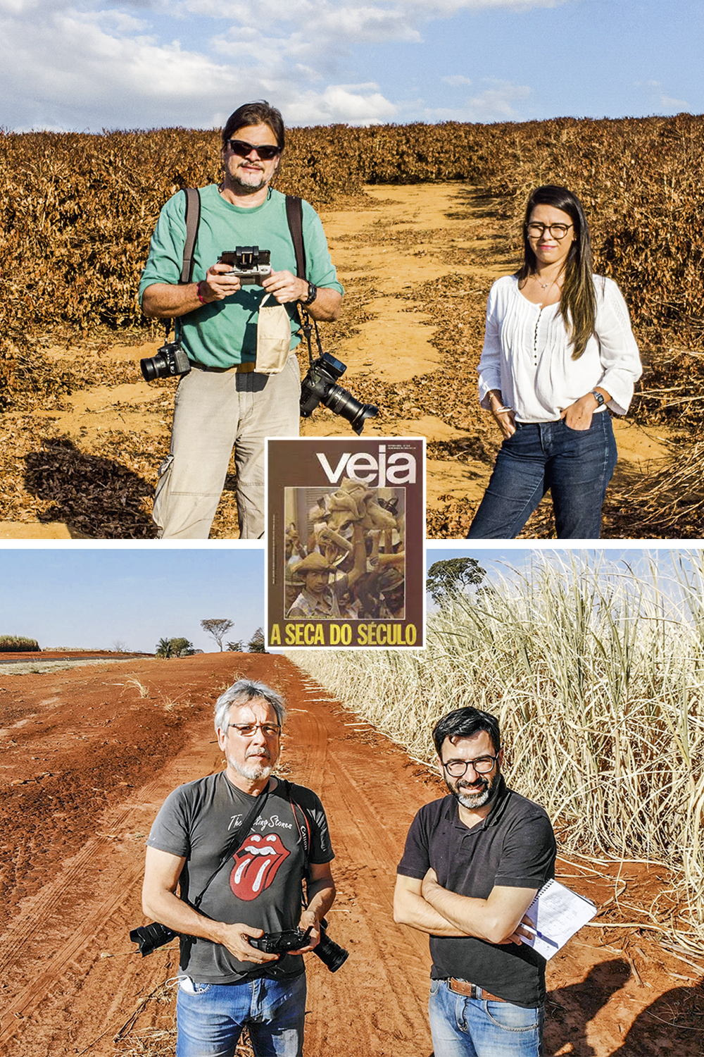 ARIDEZ - Jana Sampaio e Alex Ferro (no alto) foram ao cerrado de Minas Gerais; Egberto Nogueira e Ricardo Ferraz estiveram no oeste do estado de São Paulo: as equipes de VEJA veem de perto a pior seca registrada em 111 anos -