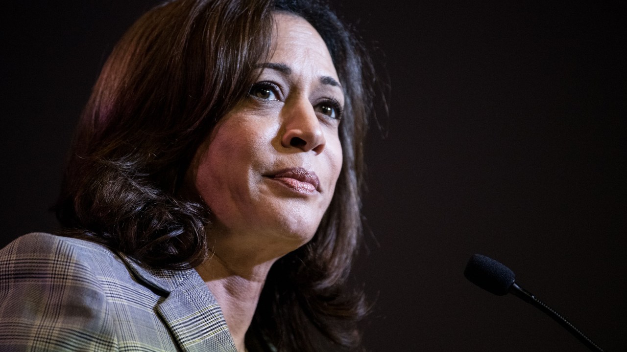 COLUMBIA, SC - JUNE 22: Democratic presidential candidate, Sen. Kamala Harris (D-CA) addresses the crowd at the 2019 South Carolina Democratic Party State Convention on June 22, 2019 in Columbia, South Carolina. Democratic presidential hopefuls are converging on South Carolina this weekend for a host of events where the candidates can directly address an important voting bloc in the Democratic primary. (Photo by Sean Rayford/Getty Images)