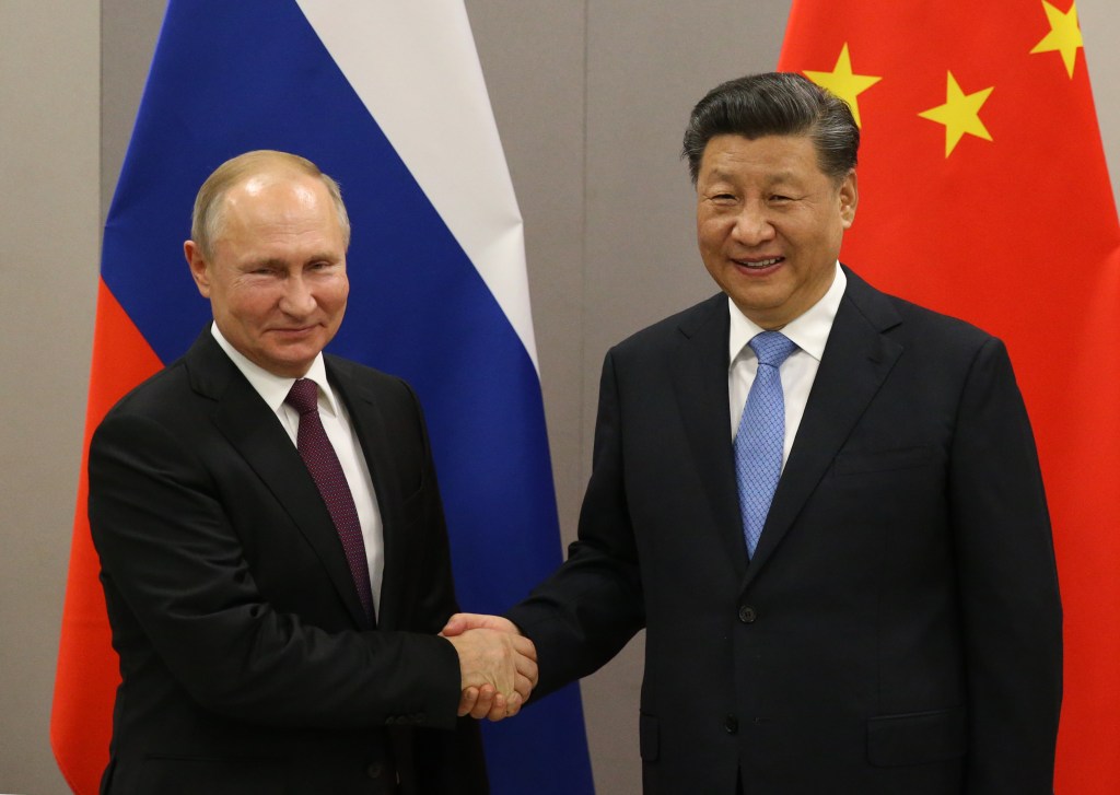 O presidente da Rússia, Vladmir Putin, e da China, Xi Jinping, em encontro realizado em 2019