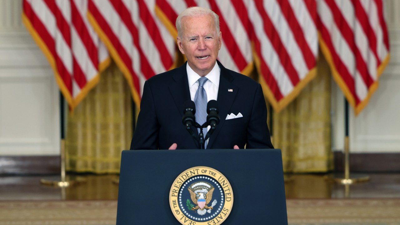 Presidente dos EUA, Joe Biden, fala sobre crise no Afeganistão durante discurso na Casa Branca. 16/08/2021