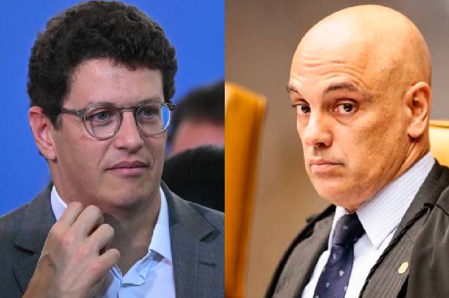 O ex-ministro Ricardo Salles e o ministro Alexandre de Moraes, do STF