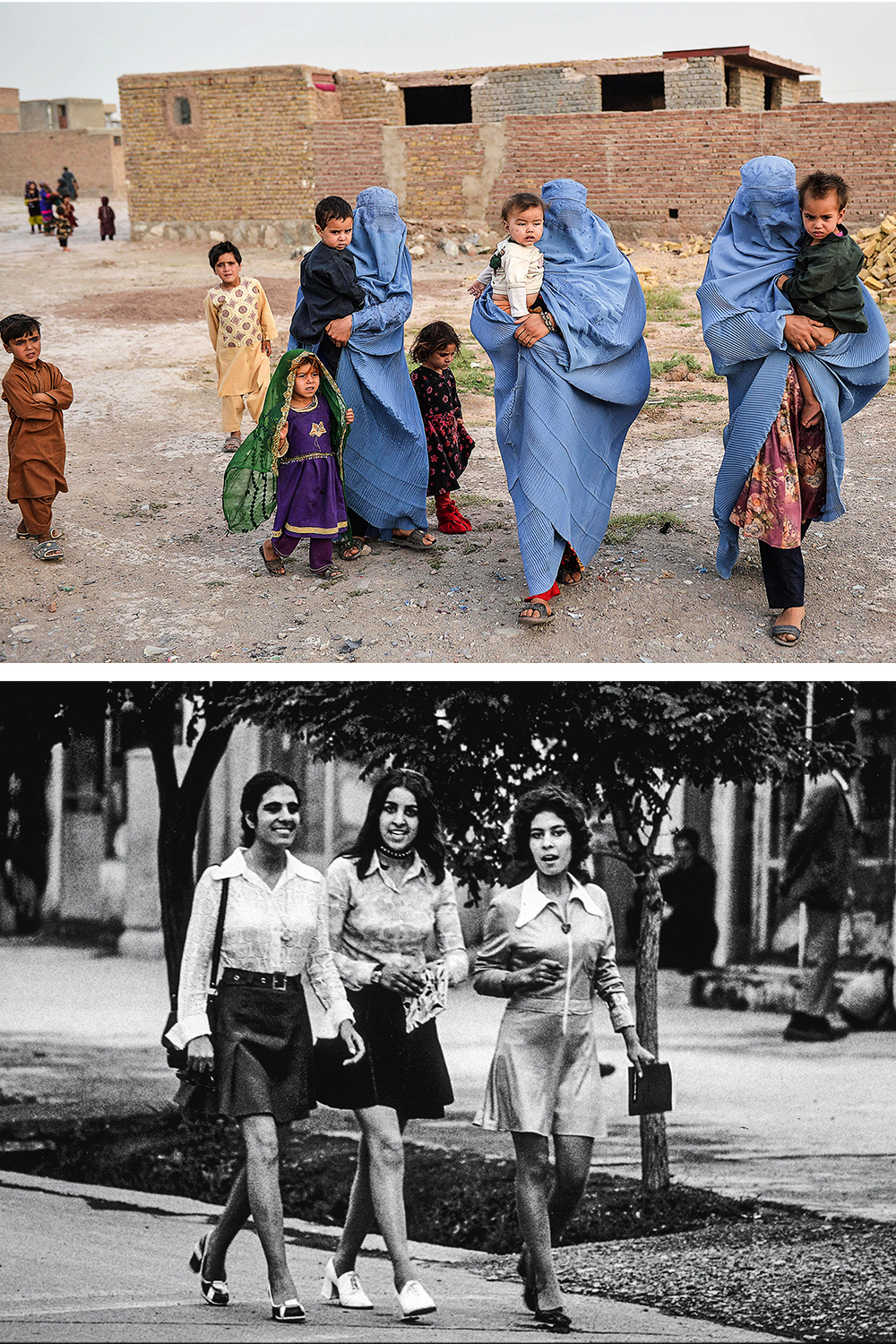 dois momentos DOIS TEMPOS- Burca obrigatória: com o Talibã, as mulheres perderam todas as liberdades que tinham antes deles, como nos anos de 1960 -