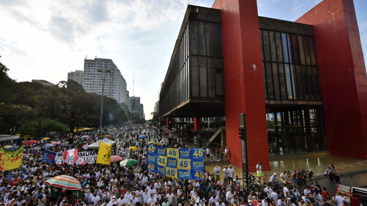 Ato contra o presidente Jair Bolsonaro na Avenida Paulista, em São Paulo -