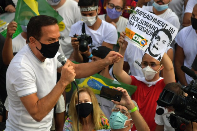 Governador de São Paulo, João Doria, participa de protesto pedindo pelo impeachment do president Jair Bolsonaro -