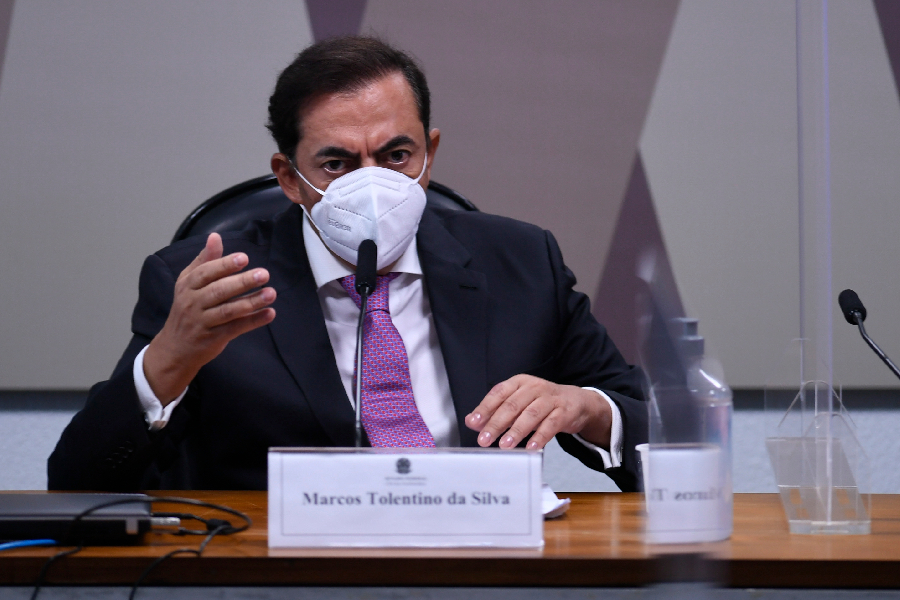 O advogado e empresário Marcos Tolentino durante depoimento à CPI da Pandemia - 14/09/2021 -